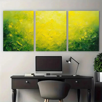 3pcs Yellow Green Abstract Modern Sunlight Design Metal Print Ready to Hang Art