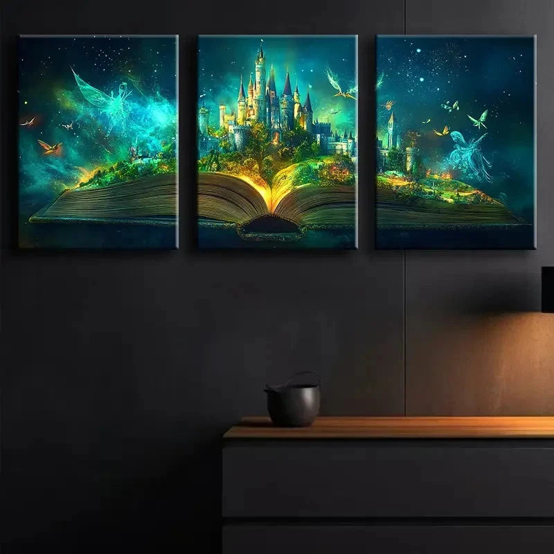3pcs Enchanted Fairy & Fantasy City Metal Print Ready to Hang Art