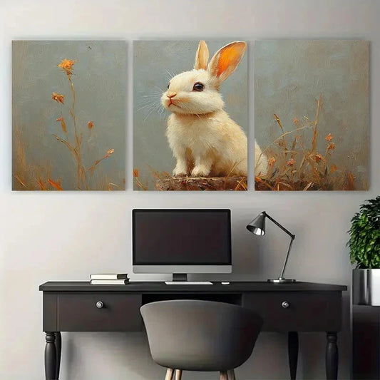 3pcs Bunny Rabbit Pet Portrait Metal Print Ready to Hang Art