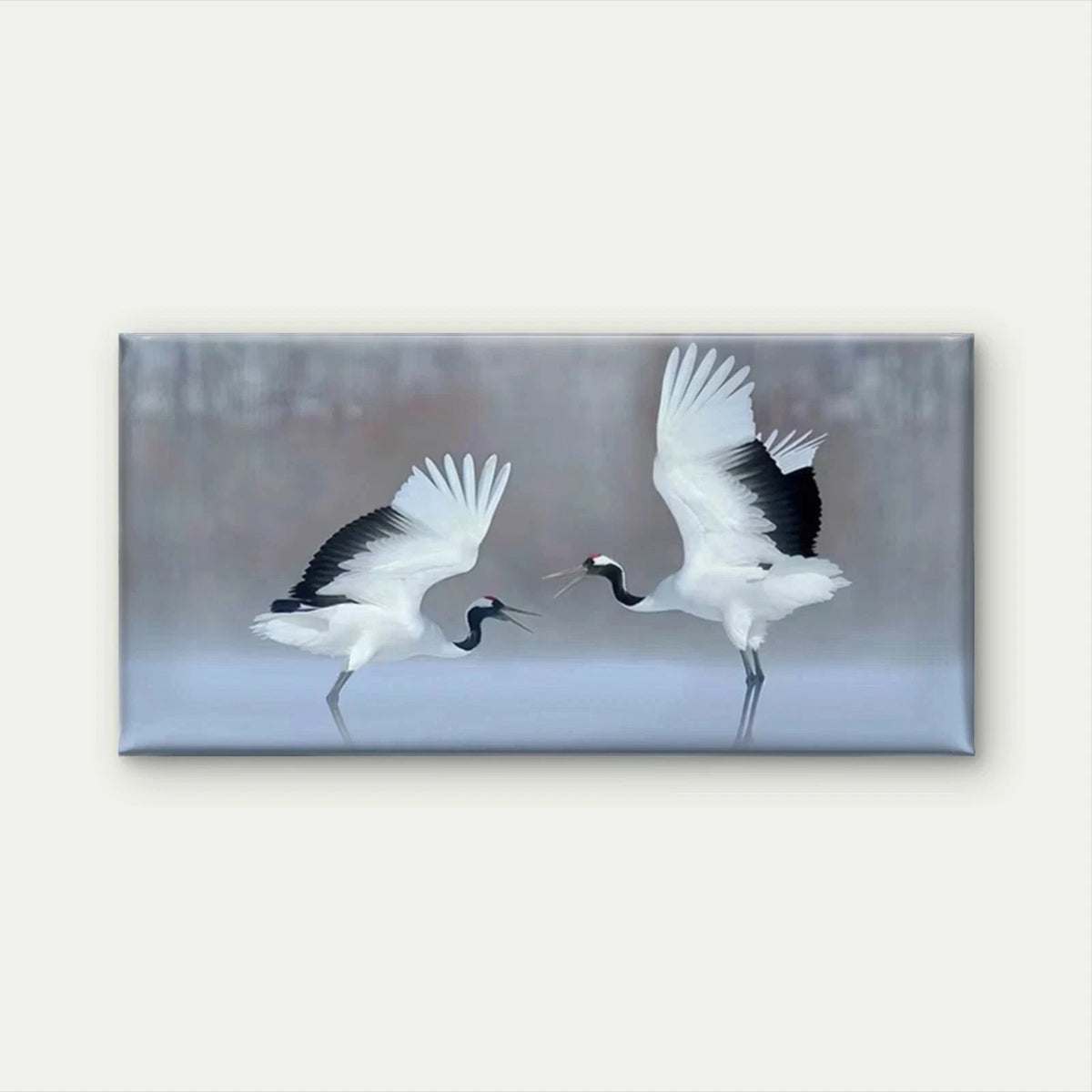 Elegant Red Crowned Cranes Wall Art Canvas Office Home Room Framed 120x60cm