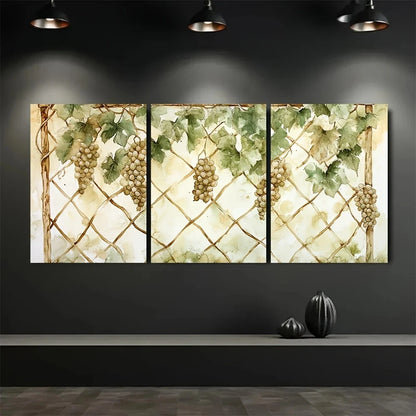 3pcs Summer Grapevine Trellises Metal Print Ready to Hang Art