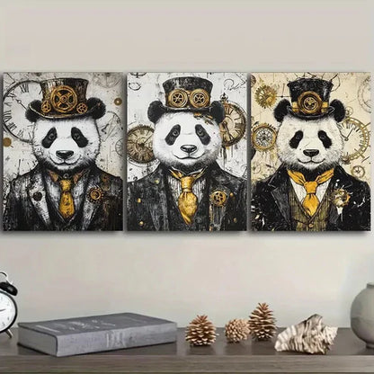 3pcs Cyberpunk panda Wall Art Set Canvas Unframed - High Quality Print 100% Australian Made Wall Canvas