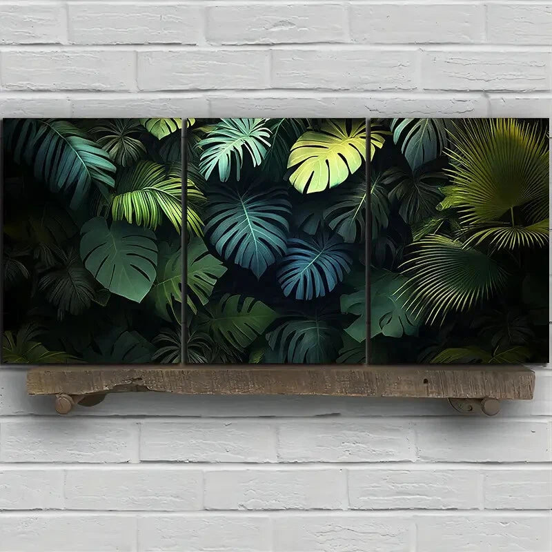 3pcs Leaves Green Plants Under The Sunshine Metal Print Ready to Hang Art