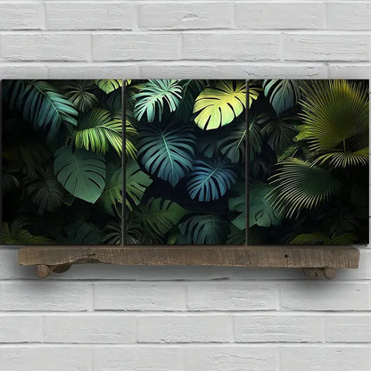 3pcs Leaves Green Plants Under The Sunshine Metal Print Ready to Hang Art