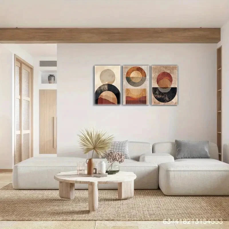 3pcs Elegant Line and Geometric Pattern Metal Print Ready to Hang Art