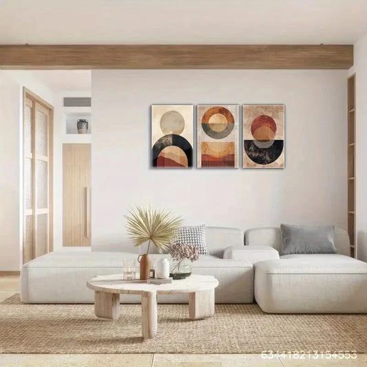 3pcs Elegant Line and Geometric Pattern Metal Print Ready to Hang Art
