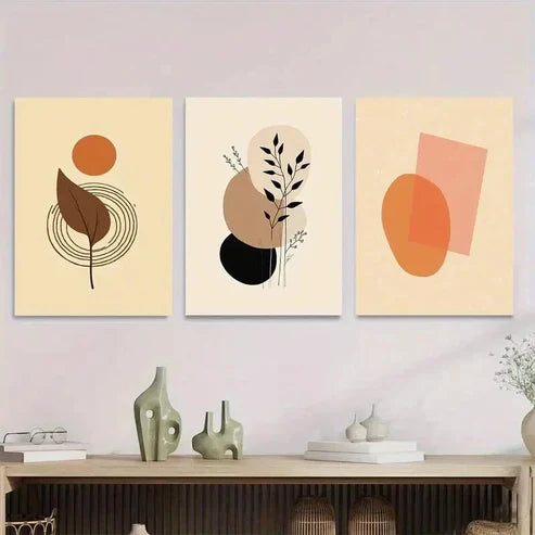 3pcs Modern Abstract Minimalist Botanical Wall Art Set Canvas Unframed - High Quality Print 100% Australian Made Wall Canvas
