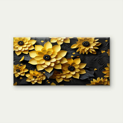 Vibrant Yellow Sunflowers Bloom Wall Art Canvas Office Home Room Framed 120x60cm