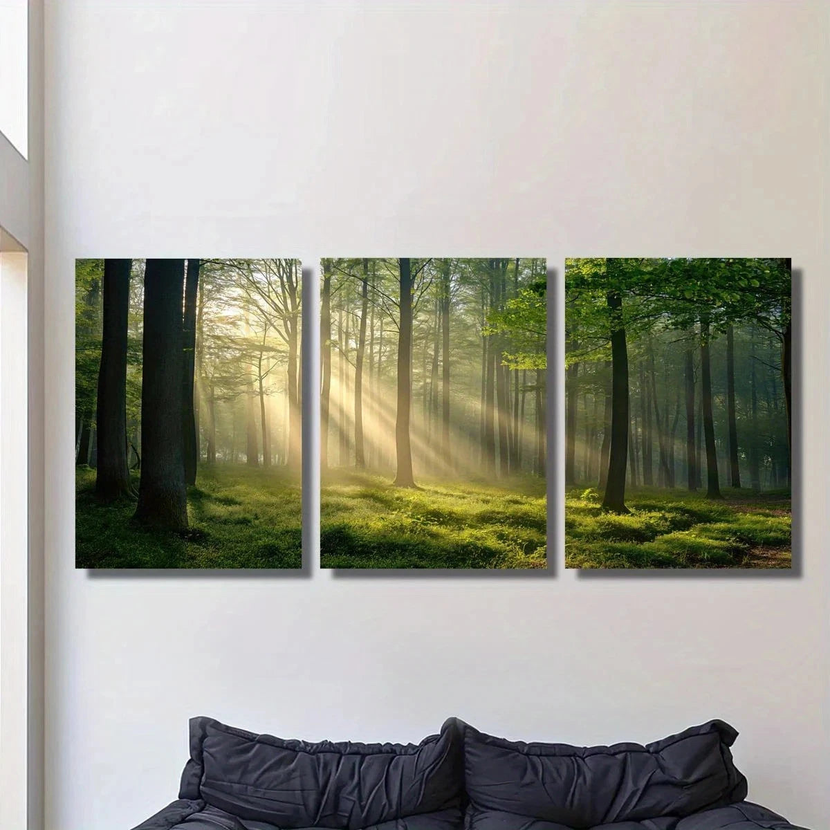 3pcs Sunlit Forest Nature Scenery Metal Print Ready to Hang Art