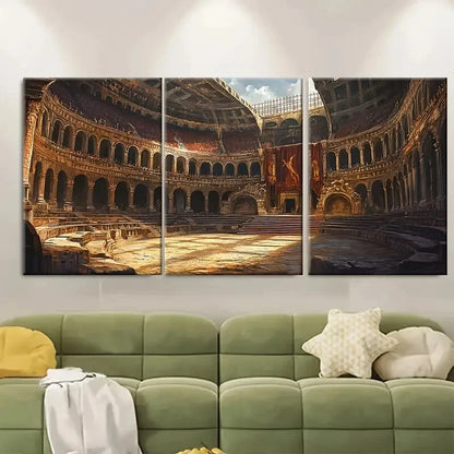 3pcs Gladiator Fresco Roman Amphitheater Print Metal Print Ready to Hang Art