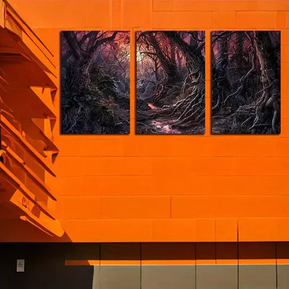 3pcs Enchanting Purple Forest Canvas Framed 60x90cm - High Quality Print 100% Australian Made Wall Canvas Ready to Hang