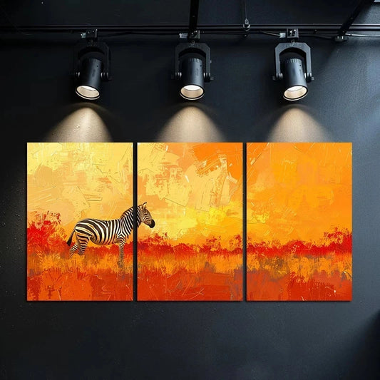 3pcs Zebra Abstract Oil Painting Metal Print Ready to Hang Art