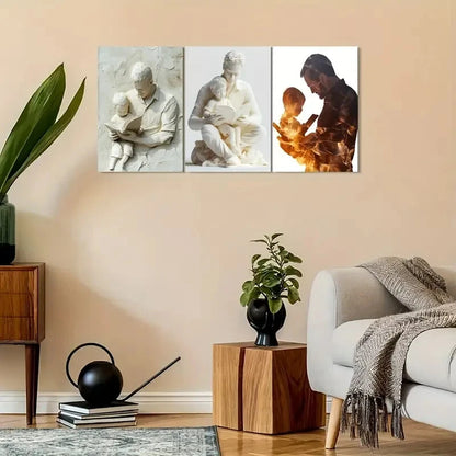 3pcs Vintage-Inspired Father and Son Bond Metal Print Ready to Hang Art