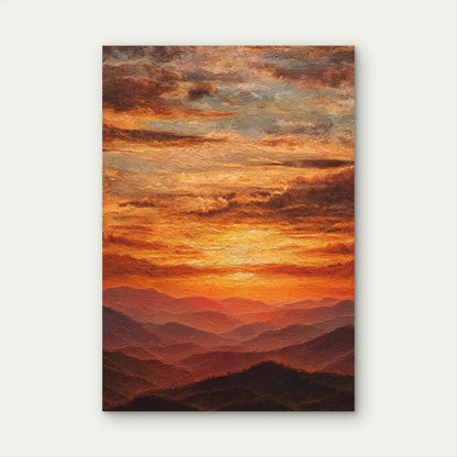 Golden Sunset Sky & Mountain Landscape Metal Print Ready to Hang