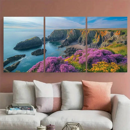 3pcs Peninsula Mull of Galloway Illustration Metal Print Ready to Hang Art