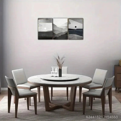 3pcs Black and White Poster with Golden Lines Metal Print Ready to Hang Art