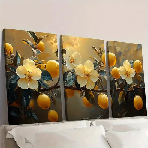3pcs Lemon Blossom Painting Print RT Wall Art Set Canvas Unframed - High Quality Print 100% Australian Made Wall Canvas