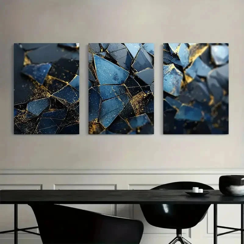3pcs Geometric Abstract Digital Art Modern Art Metal Print Ready to Hang Art