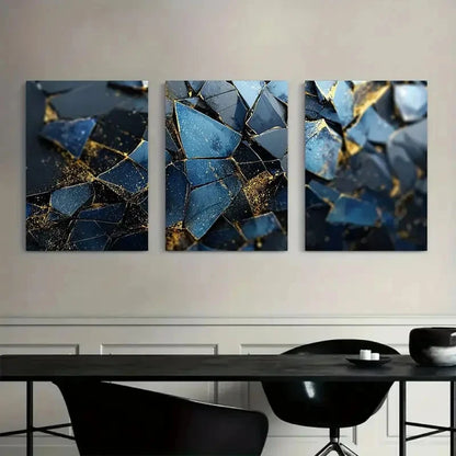 3pcs Geometric Abstract Digital Art Modern Art Metal Print Ready to Hang Art
