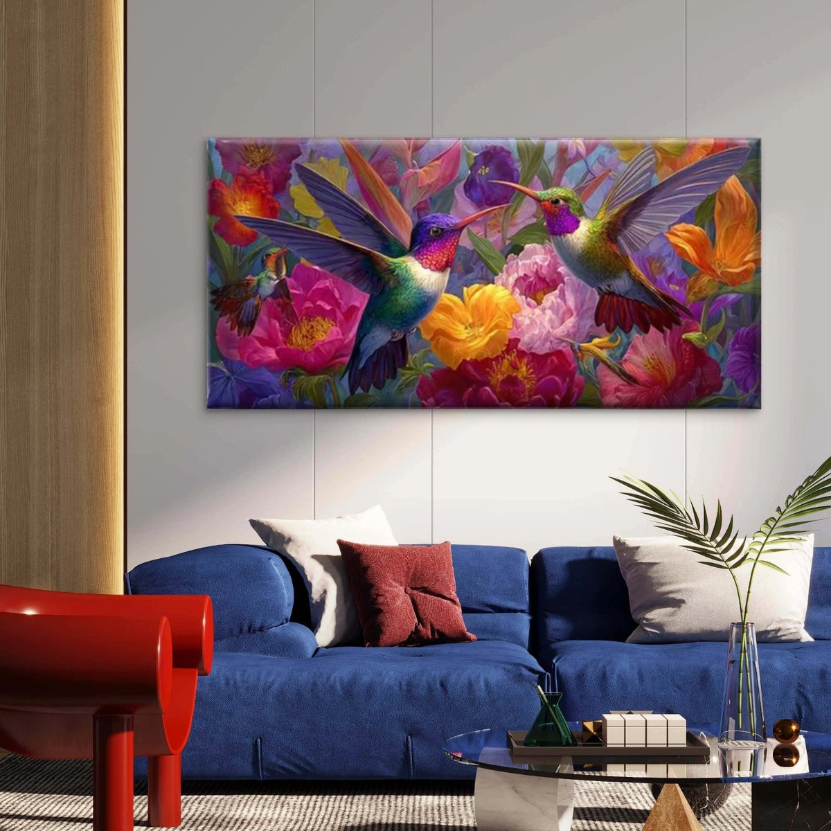 Colorful Bird & Flower Wall Art Canvas Office Home Room Framed 120x60cm