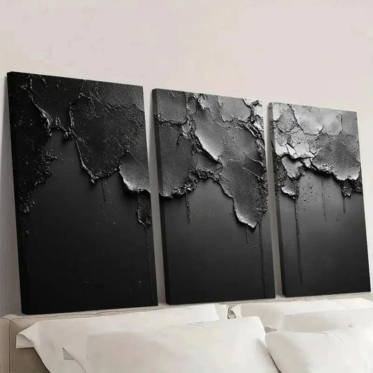 3pcs Only Black and White Texture E Wall Art Set Canvas Framed 60x90cm - High Quality Print 100% Australian Made Wall Canvas Ready to Hang