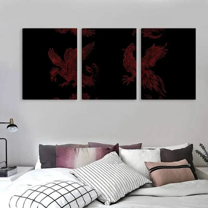 3pcs Red Vector Drawing Set Art    Wall Art Set Canvas Framed 60x90cm - High Quality Print 100% Australian Made Wall Canvas Ready to Hang