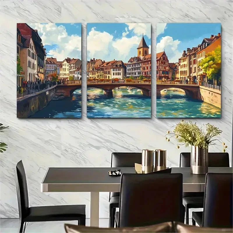 3pcs Strasbourg France Travel Poster Vibrant City Metal Print Ready to Hang Art