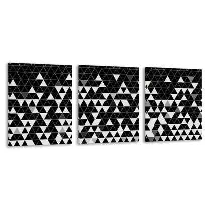 3pcs Black & White Abstract Triangle Patterns  Wall Art Set Canvas Framed 60x90cm - High Quality Print 100% Australian Made Wall Canvas Ready to Hang