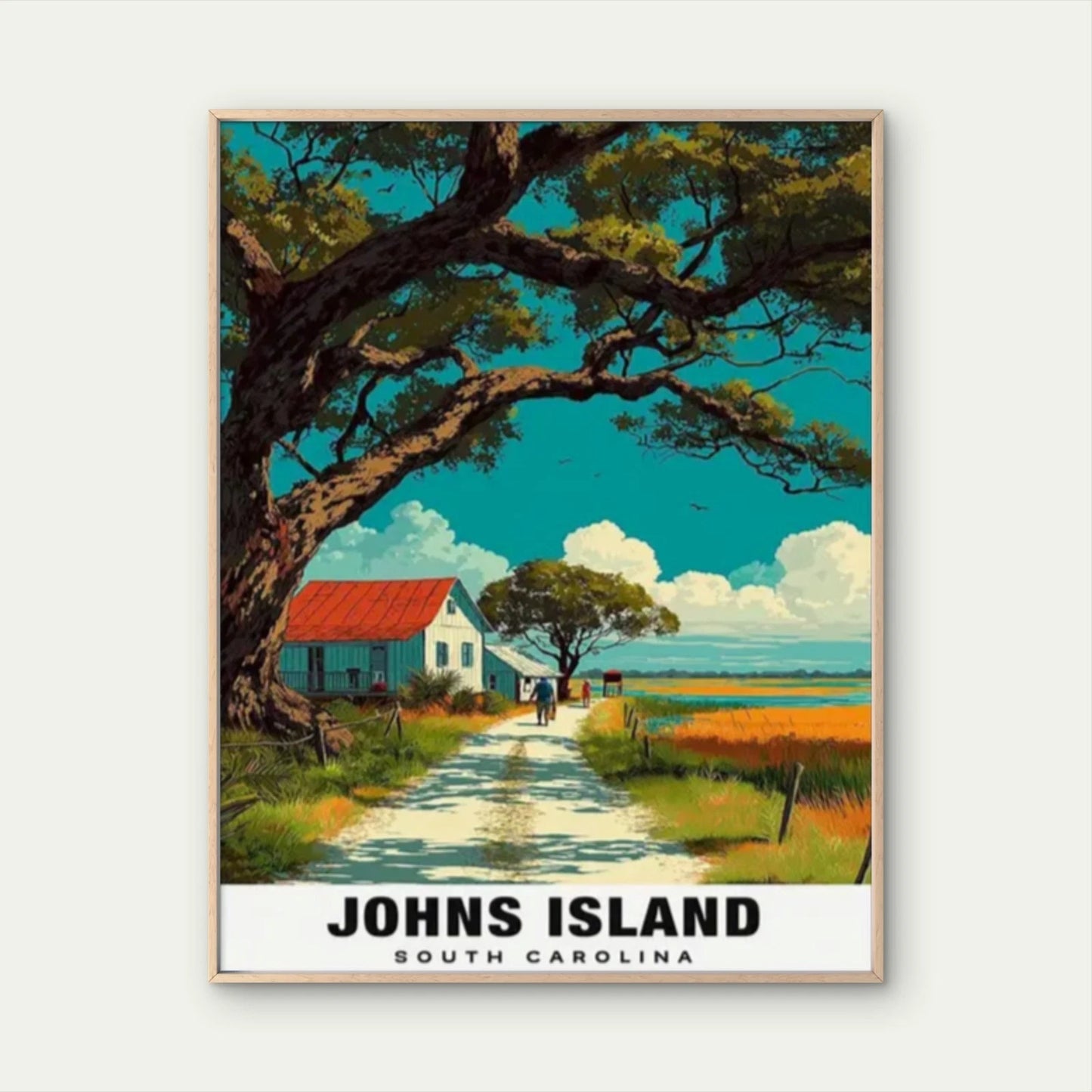 John Island Carolina Coastal Charm Beautiful Travel Poster Print Wall Art