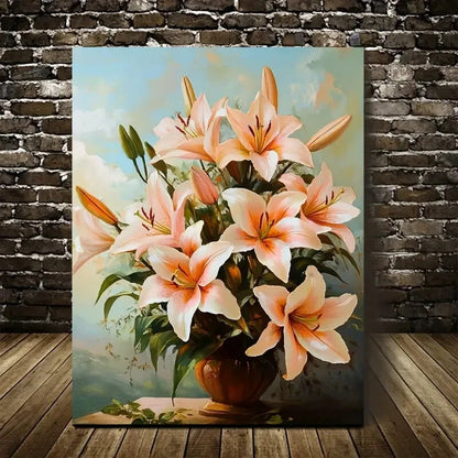 Stunning Lilies Bouquet in Vibrant Orange Painting 40x60cm Metal Print Ready to Hang