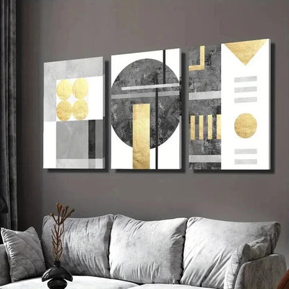 3pcs Luxury Gold and Black Gilded Design Wall Art Set Canvas Framed 40x60cm - High Quality Print 100% Australian Made Wall Canvas Ready to Hang