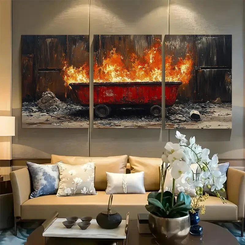 3pcs A Dumpster Fire Metal Print Ready to Hang Art