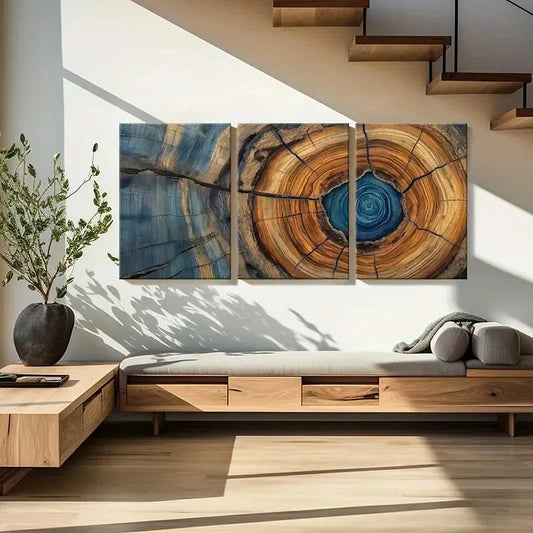 3pcs Vibrant Colorful Abstract Tree Ring Art Metal Print Ready to Hang Art