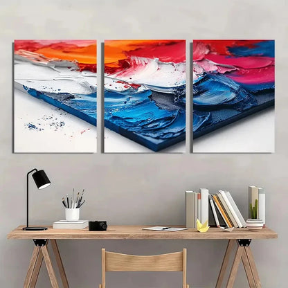 3pcs Abstract Visual Art Red Blue Art Colorful Metal Print Ready to Hang Art