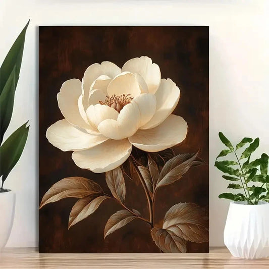 Beautiful Vintage Botanical Peony Painting 40x60cm Metal Print Ready to Hang
