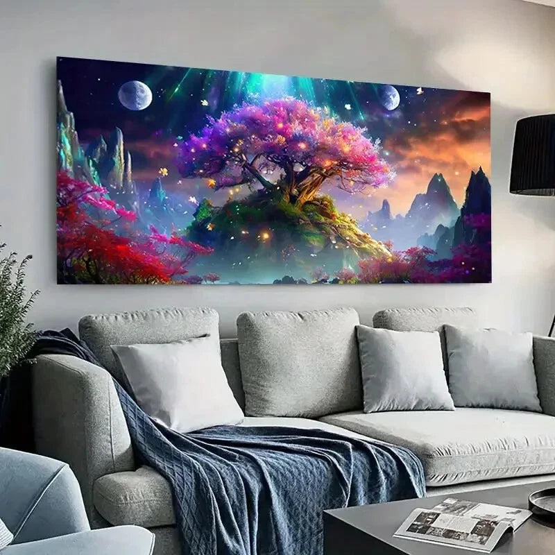 Magical Starry Planets wall canvas office home room framed 120x60cm - Bella Home Decor