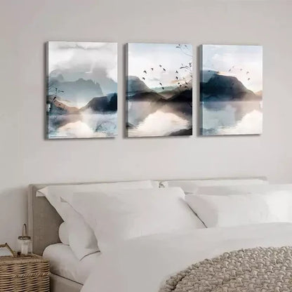 3pcs Watercolor Landscape Canvas Framed 60x90cm - High Quality Print 100% Australian Made Wall Canvas Ready to Hang