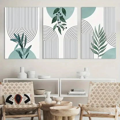3pcs Painting Sage Green Wall Art Botanical Metal Print Ready to Hang Art