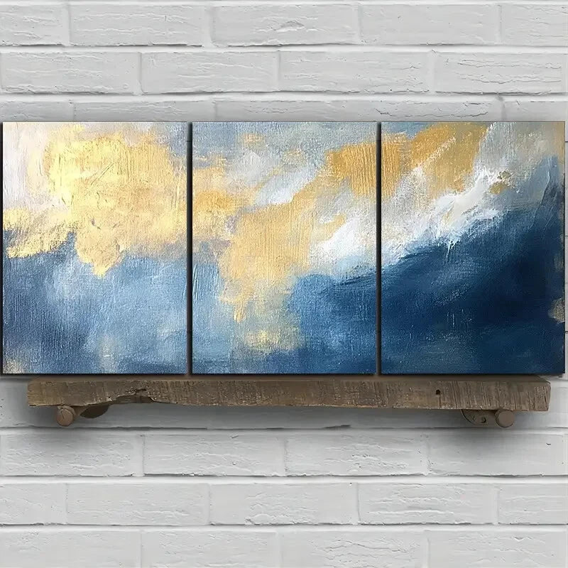3pcs Painting Set Beautiful Sky Themed Metal Print Ready to Hang Art