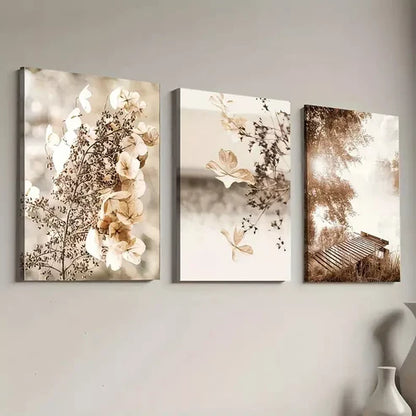 3pcs Natural Leaf Deep Autumn Landscape Art Set Canvas Unframed - High Quality Print 100% Australian Made Wall Canvas