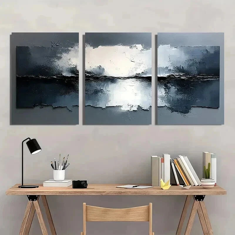3pcs Abstract White Painting Decoration Wall Art Set Canvas Framed 40x60cm - High Quality Print 100% Australian Made Wall Canvas Ready to Hang