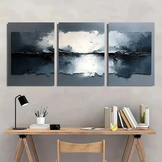 3pcs Abstract White Painting Decoration Wall Art Set Canvas Framed 40x60cm - High Quality Print 100% Australian Made Wall Canvas Ready to Hang