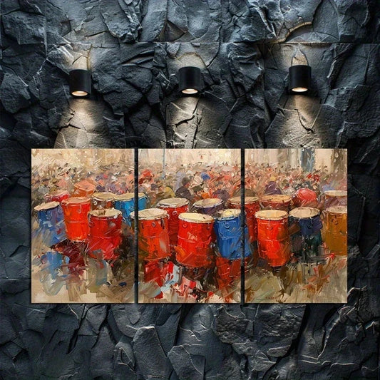 3pcs Vibrant Festival Scene Metal Print Ready to Hang Art