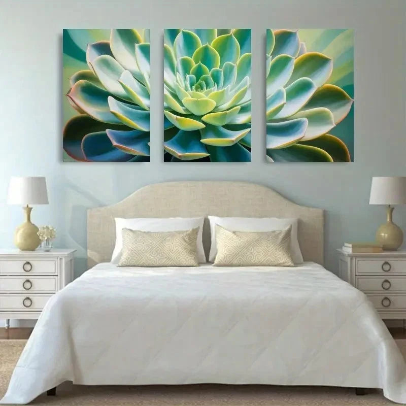 3pcs Succulent Plant Botanical Painting Metal Print Ready to Hang Art
