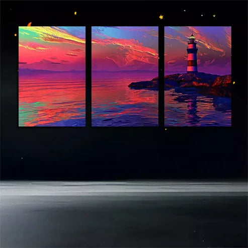 3pcs Seaside Lighthouse Canvas Framed 60x90cm - High Quality Print 100% Australian Made Wall Canvas Ready to Hang