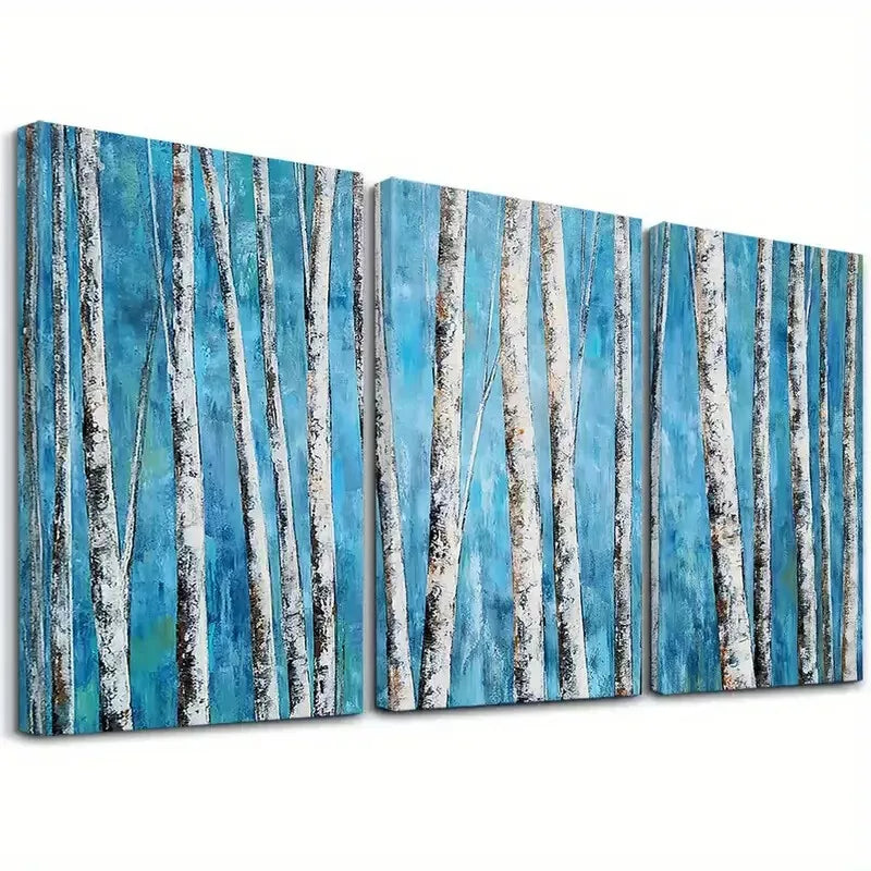 3pcs Abstract White Birch Tree Canvas Framed 40x60cm - High Quality Print 100% Australian Made Wall Canvas Ready to Hang