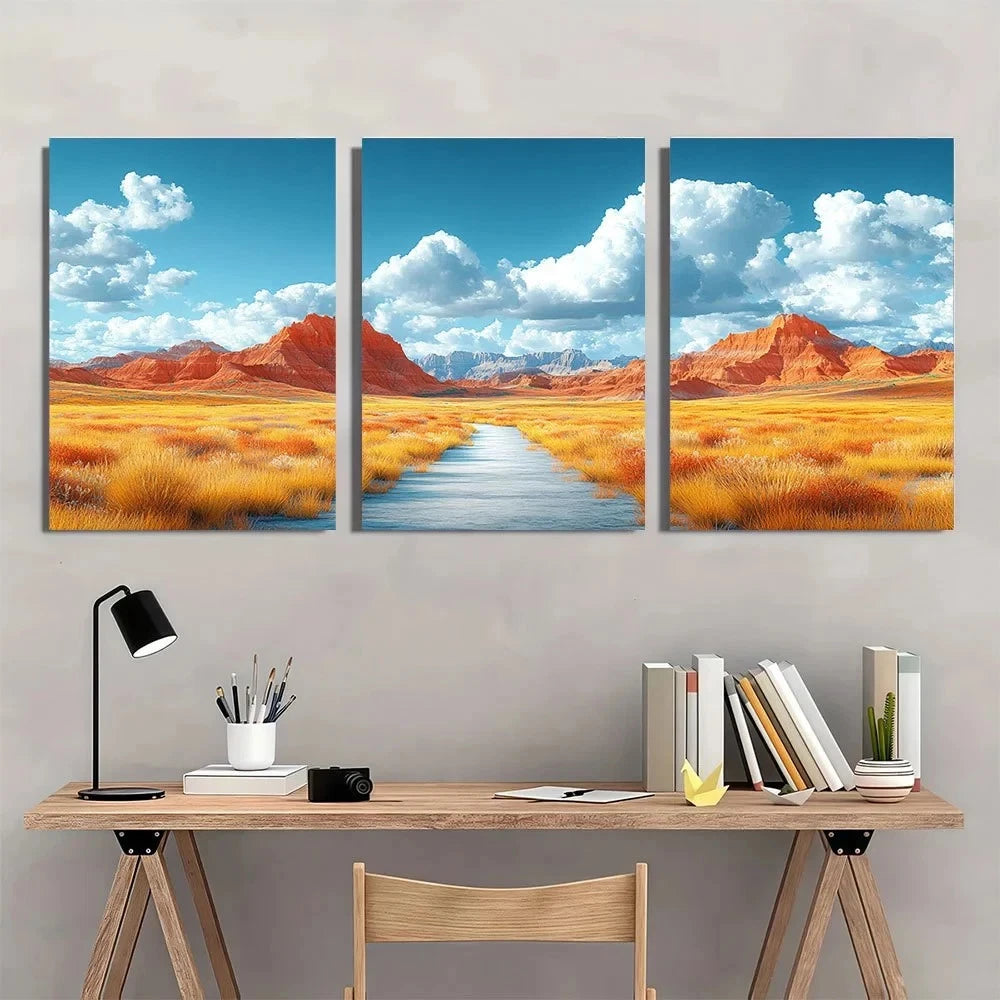 3pcs Badlands National Park Modern Style Metal Print Ready to Hang Art