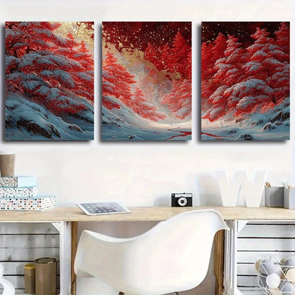 3pcs Textured Nordic Scene Snow Surface Metal Print Ready to Hang Art