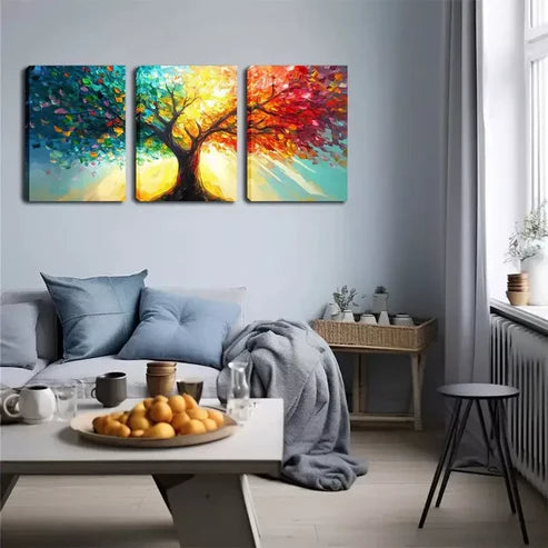 3pcs Colorful Tree Wall Art Canvas Unframed - High Quality Print 100% Australian Made Wall Canvas