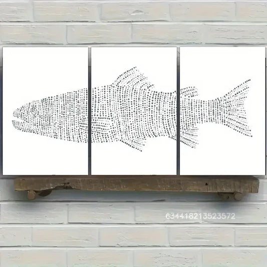 3pcs Trout Art Coastal Minimalist Artwork Metal Print Ready to Hang Art
